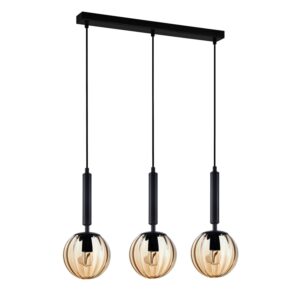 Italux Lampa wisząca RAVENA śr. 15 cm czarna 3xE27