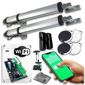 Napęd do Bramy Dwuskrzydłowej 8m Wifi 4xPILOT Fotokomórki Automat Do Bramy