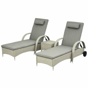 Outsunny 3-częściowy zestaw leżaków ogrodowych