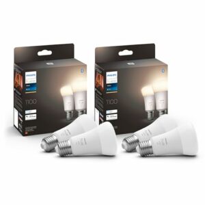 Philips Hue White E27 lampa 4-pak 4x1055lm, przyciemniane, ciepłe białe światło, możliwość sterowania za pomocą aplikacji, kompatybilna z Amazon Alexa (Echo, Echo Dot)