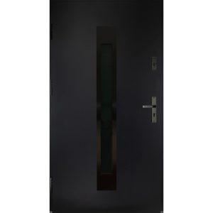 Czarne drzwi zewnętrzne Satis metalowe 90L
