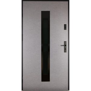 Drzwi zewnętrzne Satis czarne betonowe 90L