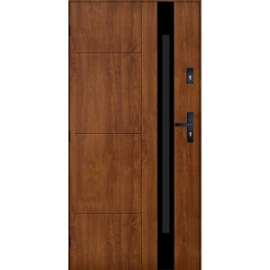 Solidne drzwi stalowe Madryt z złotym dębem