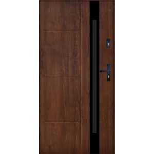 Stalowe drzwi zewnętrzne Madryt orzech 90L