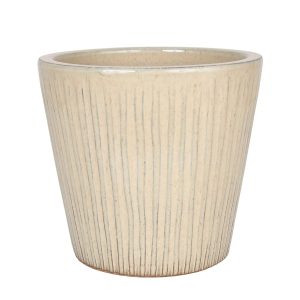 Kremowa donica Stripes szkliwiona 33x28 cm