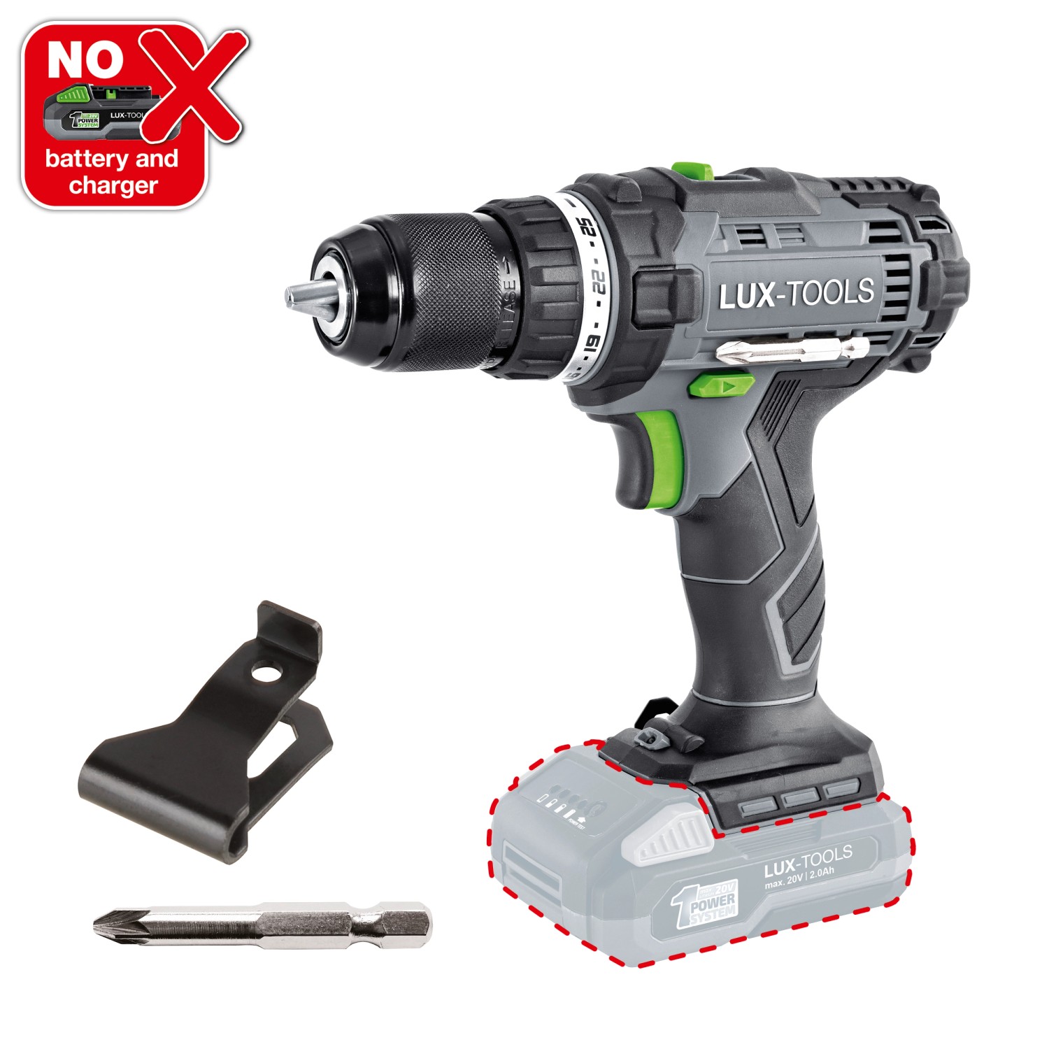 Akumulatorowa wiertarko-wkrętarka LUX-Tools 20V