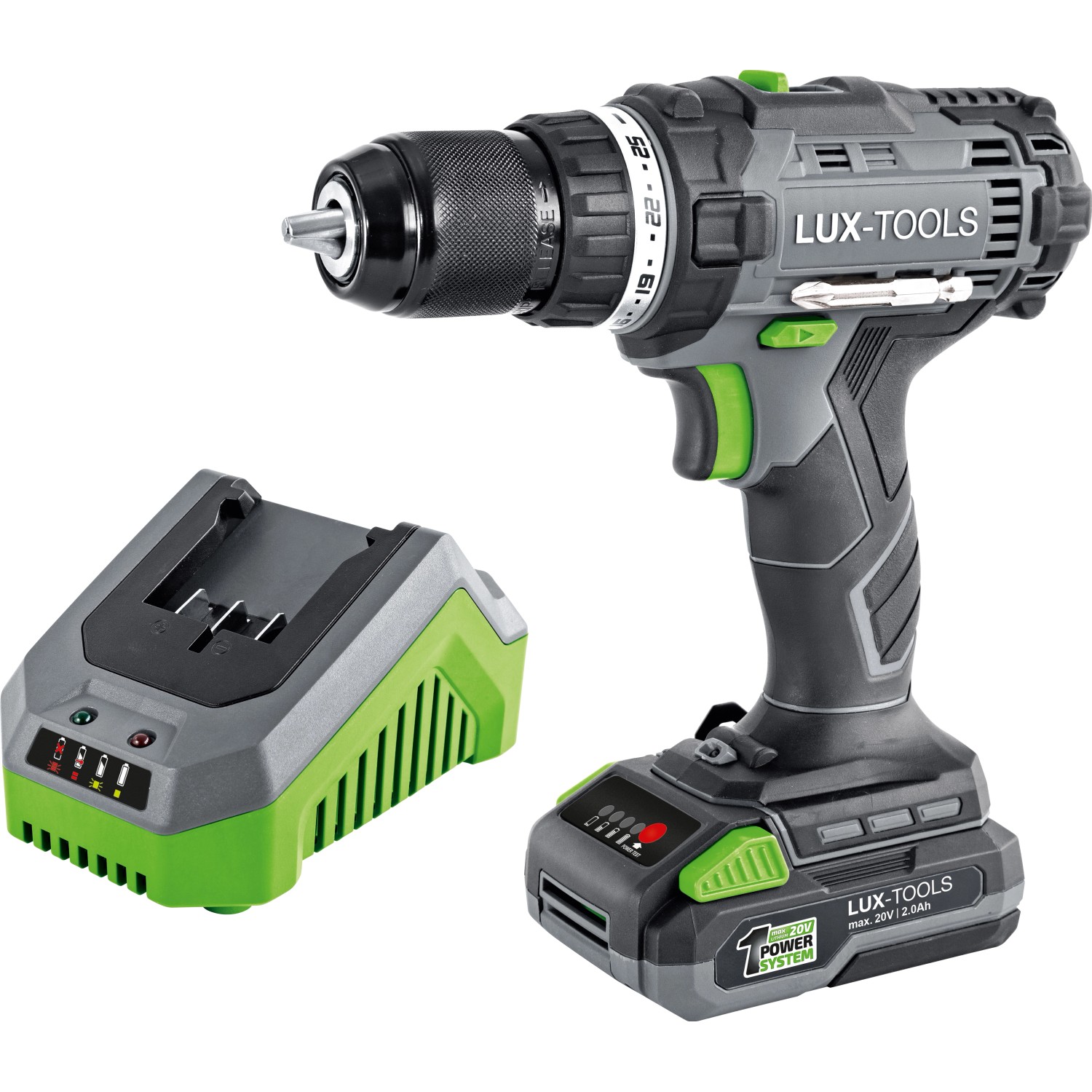 Akumulatorowa wiertarko-wkrętarka LUX-Tools 20V