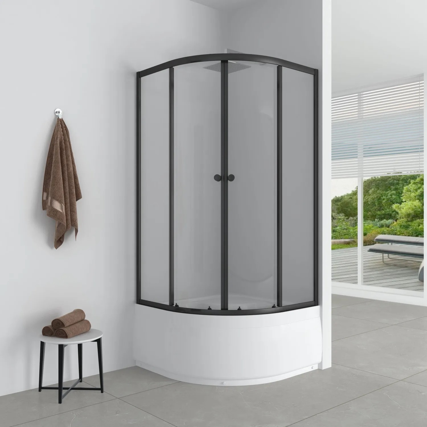 Kabina półokrągła Sierra 80 czarna z brodzikiem