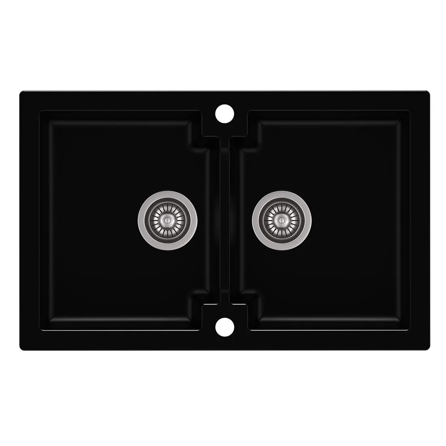 Czarny zlewozmywak 2-komorowy 79x50 cm