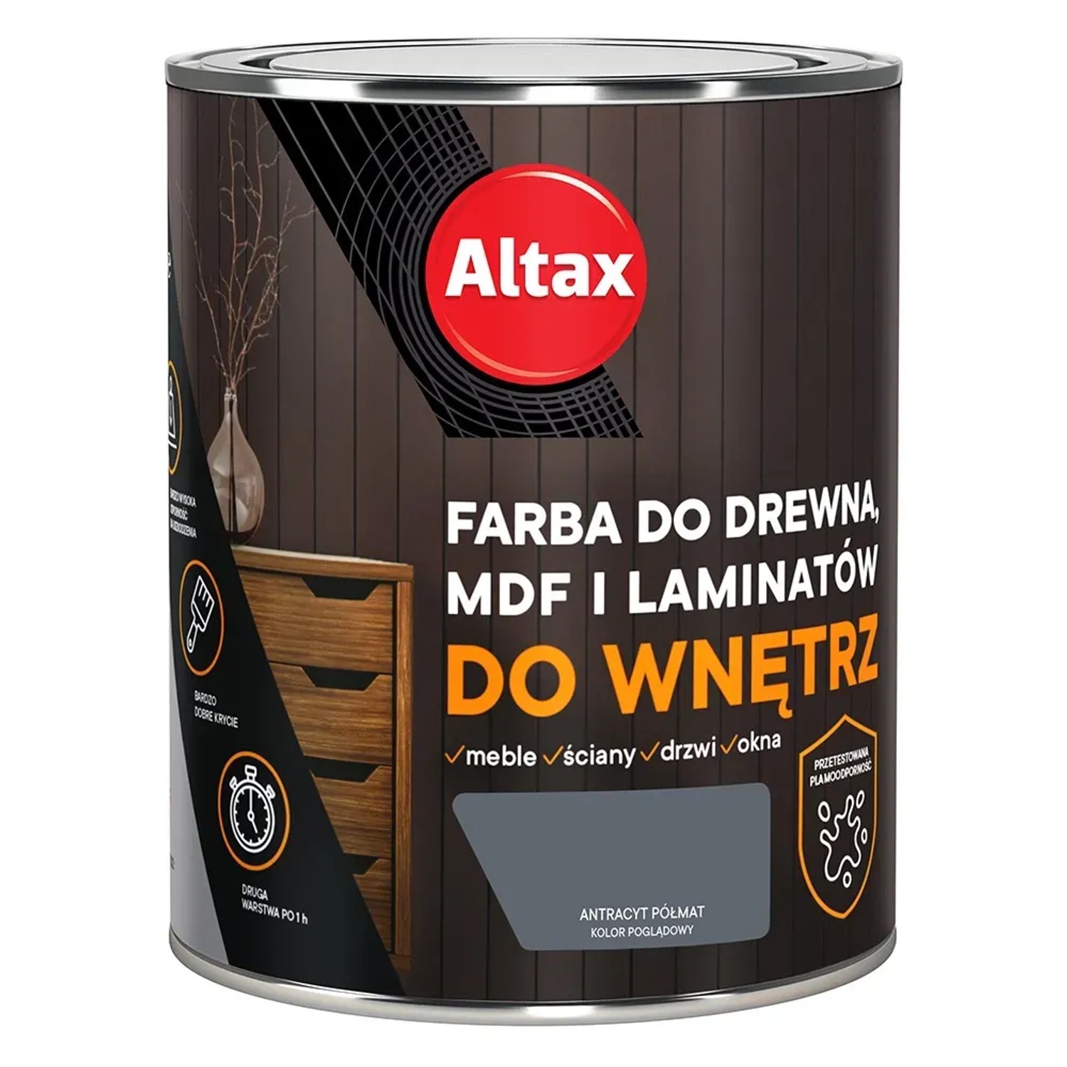 Farba do drewna ALTAX Antracyt 750 ml (do wnętrz)