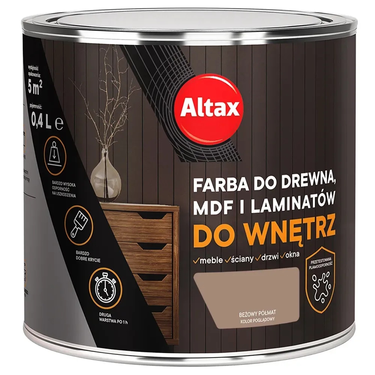 ALTAX Farba do drewna do wnętrz 400 ml – Beżowa