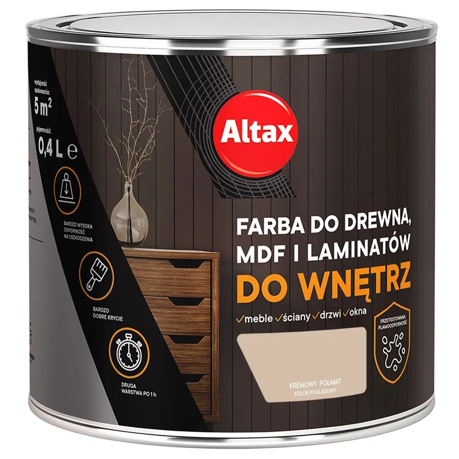 Farba do drewna ALTAX kremowa 400 ml (do wnętrz)