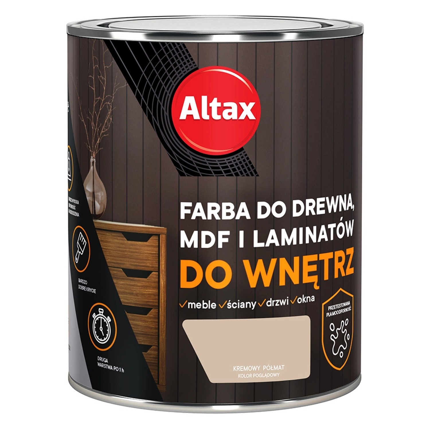Farba do drewna ALTAX kremowa 750 ml (do wnętrz)