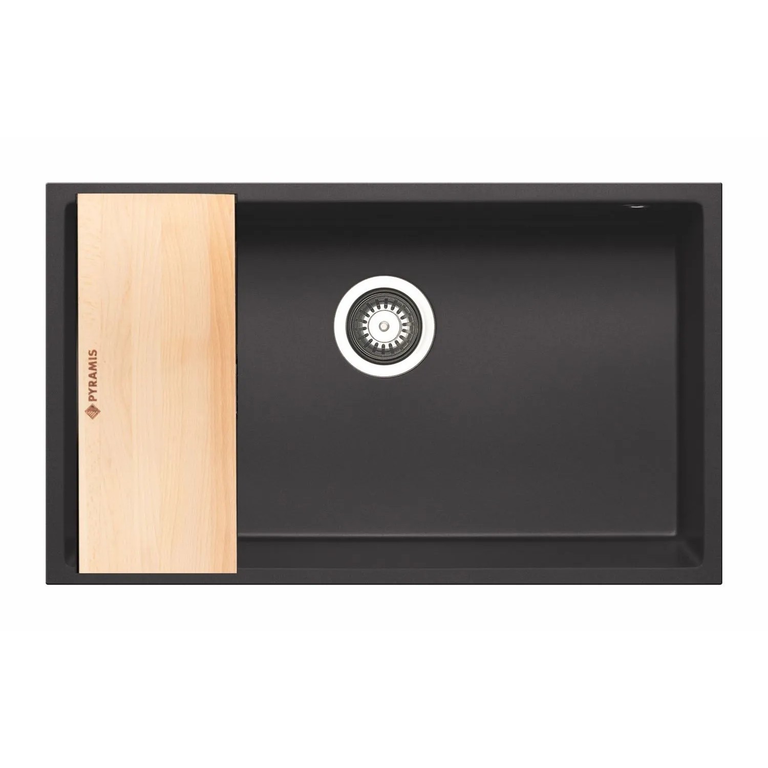 Czarny zlewozmywak granitowy Pyramis Tetragon