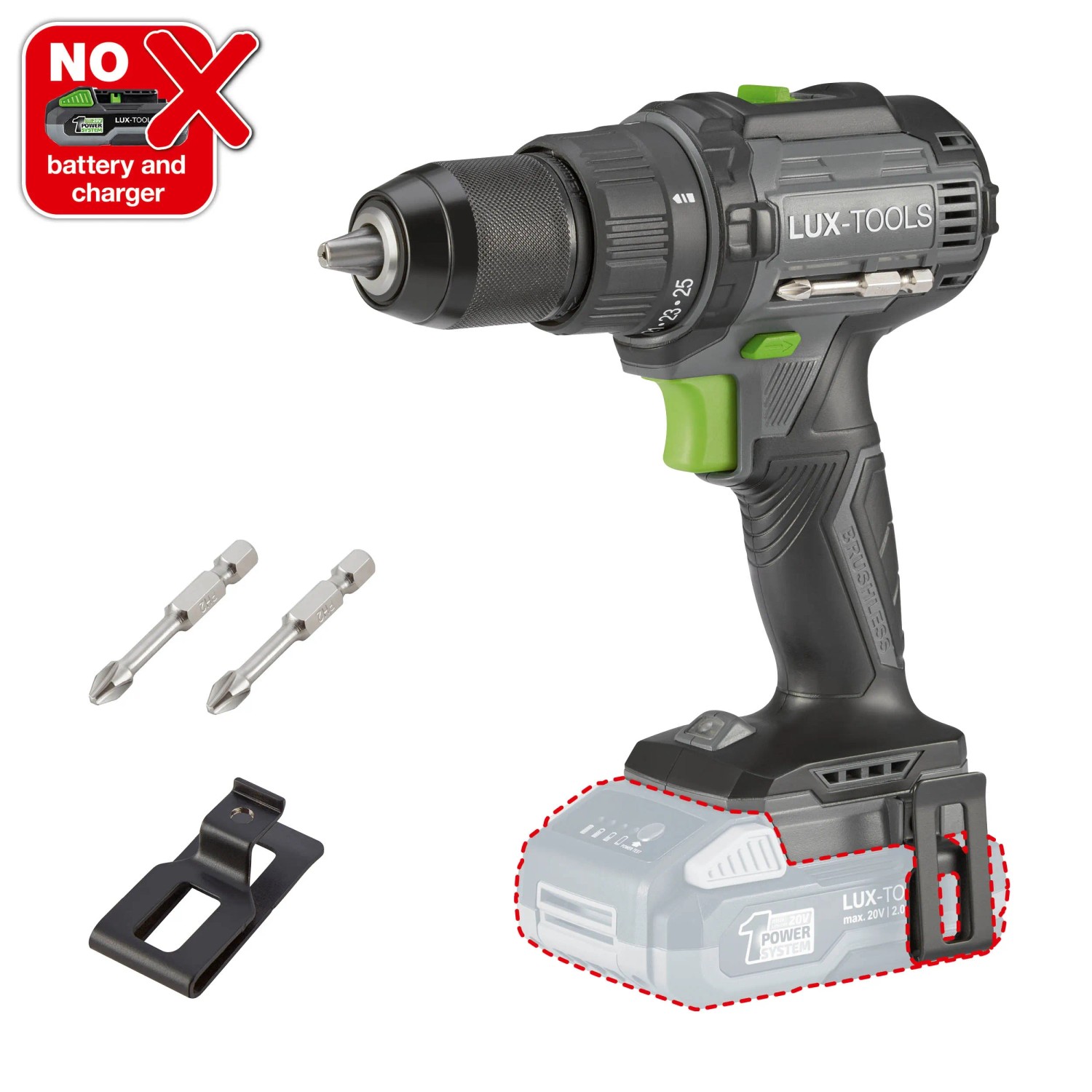 Akumulatorowa wiertarko-wkrętarka LUX-Tools 20 V