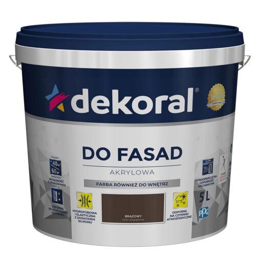 Farba elewacyjna brązowa Dekoral Polinit do fasad 5 l