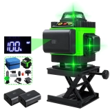 Recenzja 4D poziomicy laserowej 16 linii (zielony) — samopoziomowanie, poziome linie i 360° pionowy krzyż, zasilanie bateryjne