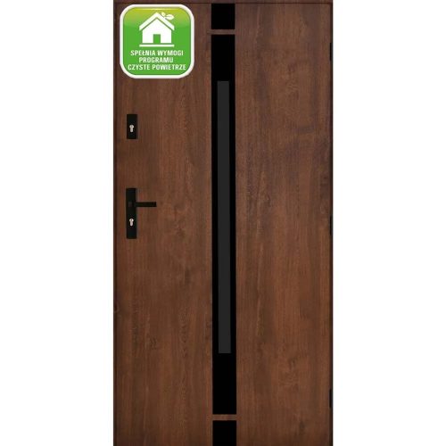 Solidne drzwi zewnętrzne stalowe Silves 90 cm orzech