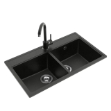 Recenzja zlewozmywaka Atlas 2-komorowego z baterią, grafitowy 76×44 cm — test i opinia